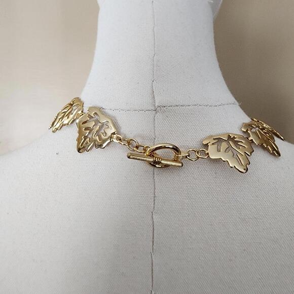 Gold Autumn Leaf Necklace - Picture 6 of 9